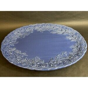 Large Blue Ceramic Antica Fornace Ceramiche da Tavola Serving Oval Platter  Used